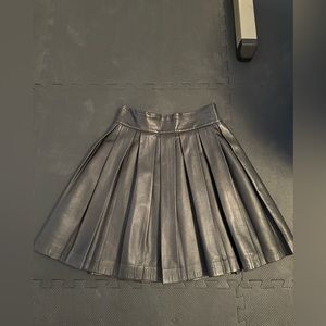 Black Marciano Pleated Leather Skirt!